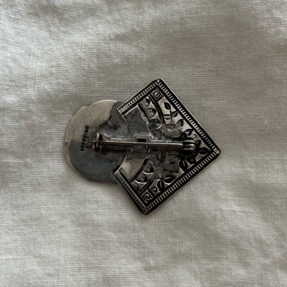 Sterling Silver Ancient Greek Cameo Brooch Pin - Picture 2 of 2